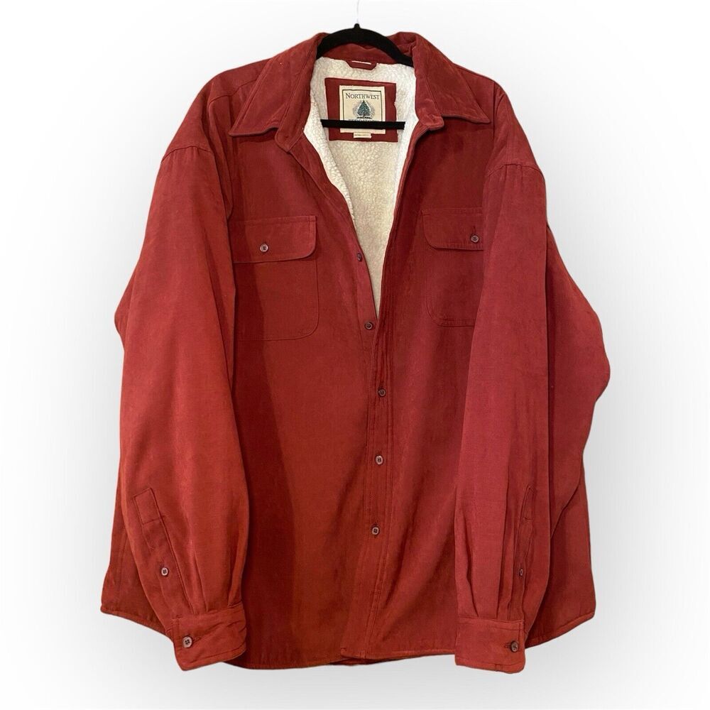 North West Men burgundy fleece jacket with a Sherpa lining extra large Heavy